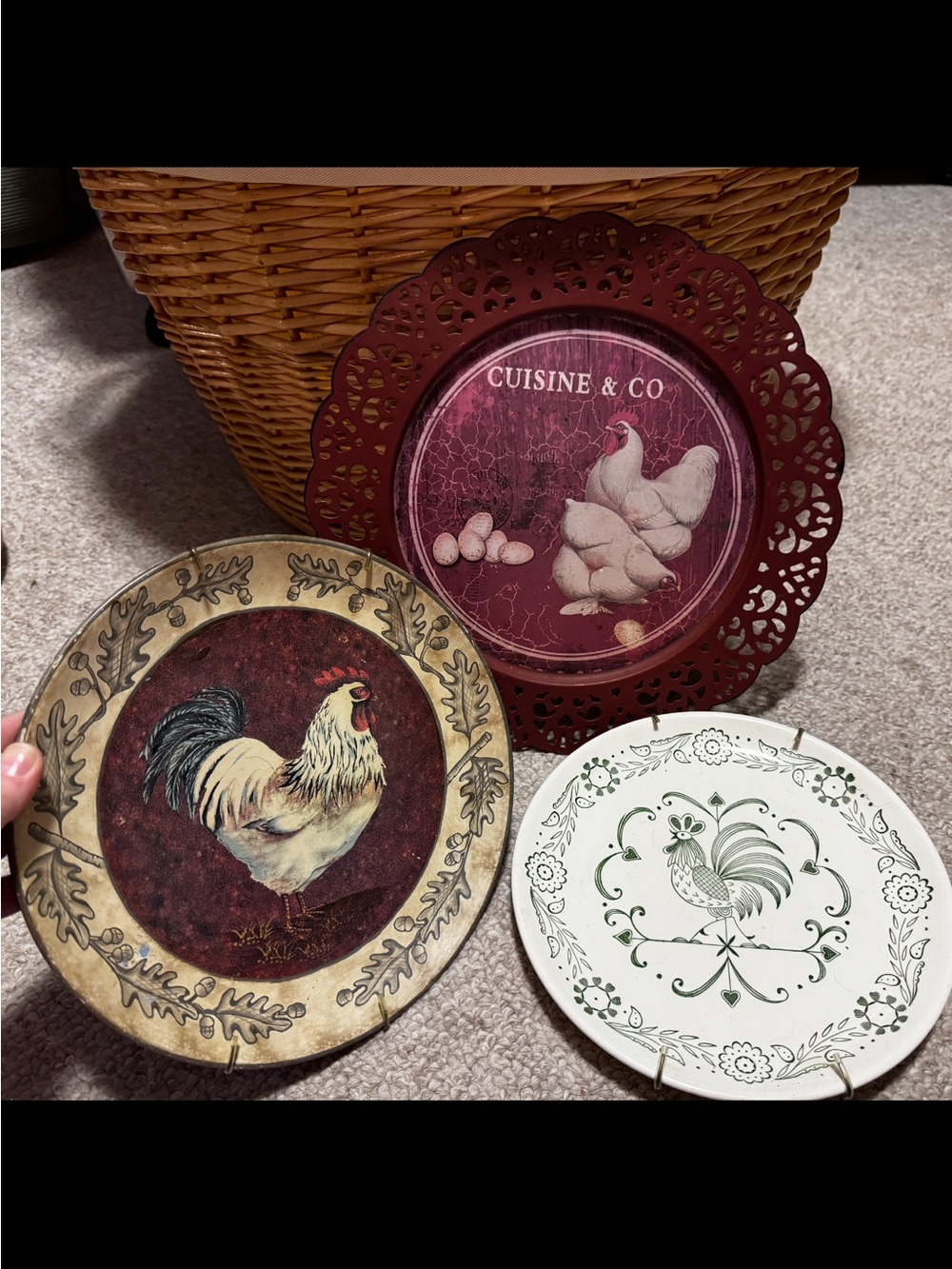 3 Rooster Plates
